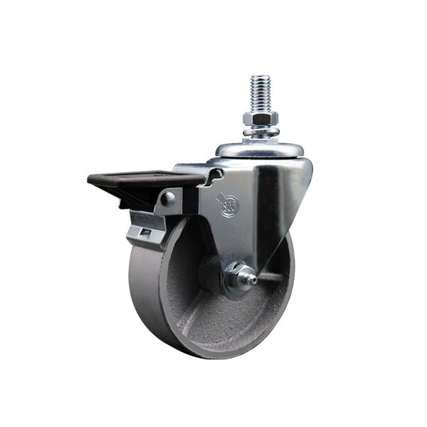 4 Inch Semi Steel 12 Inch Threaded Stem Caster with Brake
